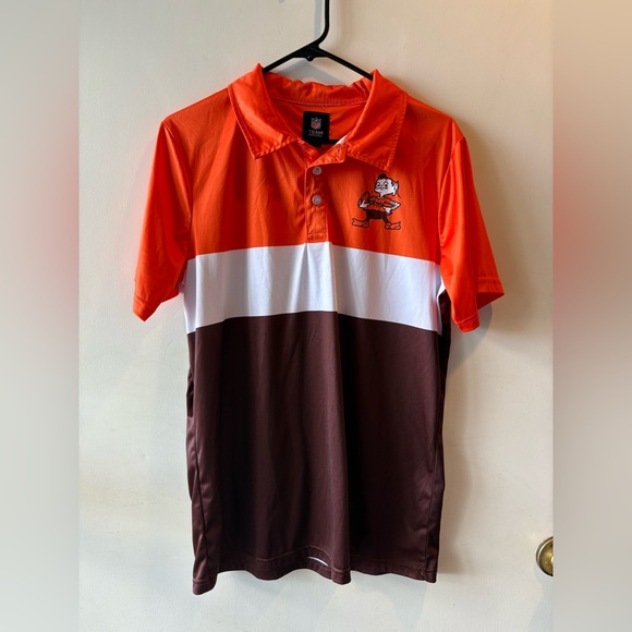 NFL Other - Men's Cleveland Browns Orange/Brown Retro Colorblock Polo- Mens size Medium